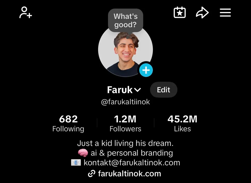 TikTok-Profil @farukaltiinok mit 1,2M Followern